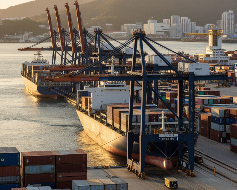 South Korean Export Terminal at Golden Hour