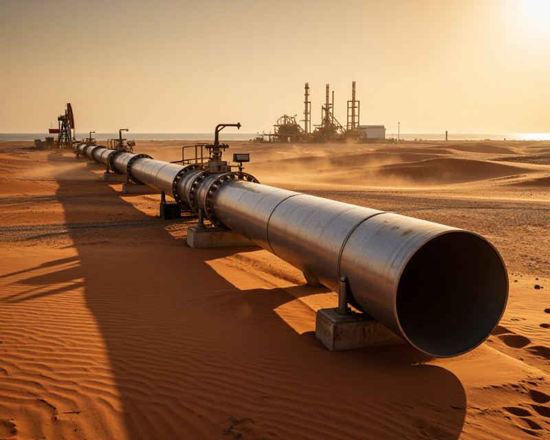 Oil Pipeline in Middle East Desert
