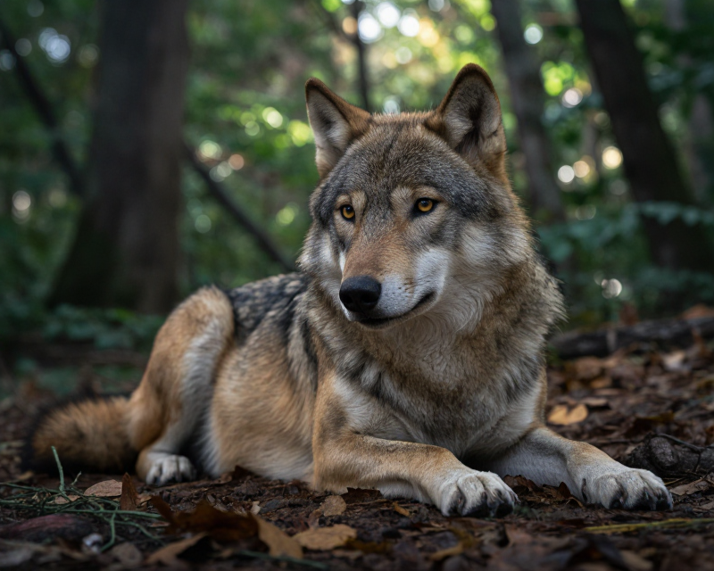 A majestic wolf in a forest